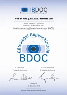 Herr dr. med. (Univ. Bud.) Matthias Gerl - Ophthalmochiru